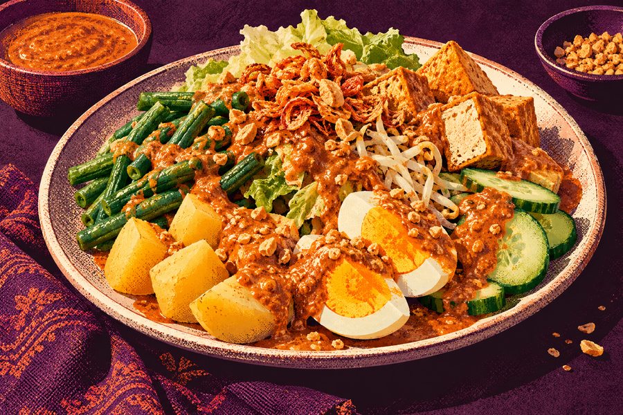 Siebdruckmotiv: Gado-Gado mit Ei und Erdnusssauce
