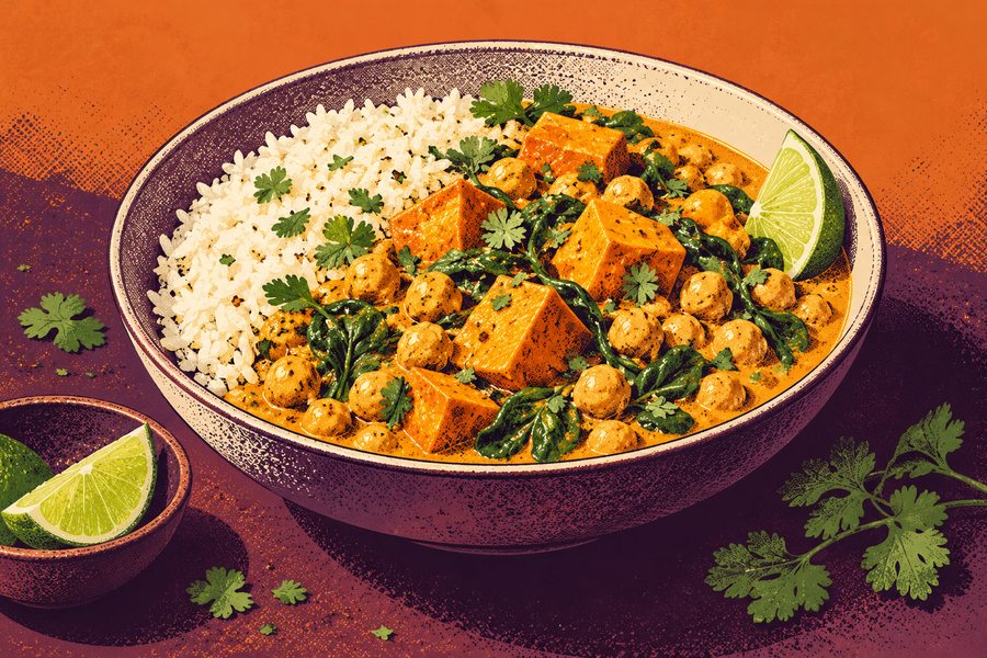 Siebdruckmotiv: Süßkartoffel-Erdnuss-Curry