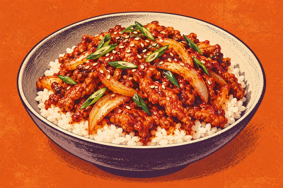 Siebdruckmotiv: Daeji Bulgogi mit Reis