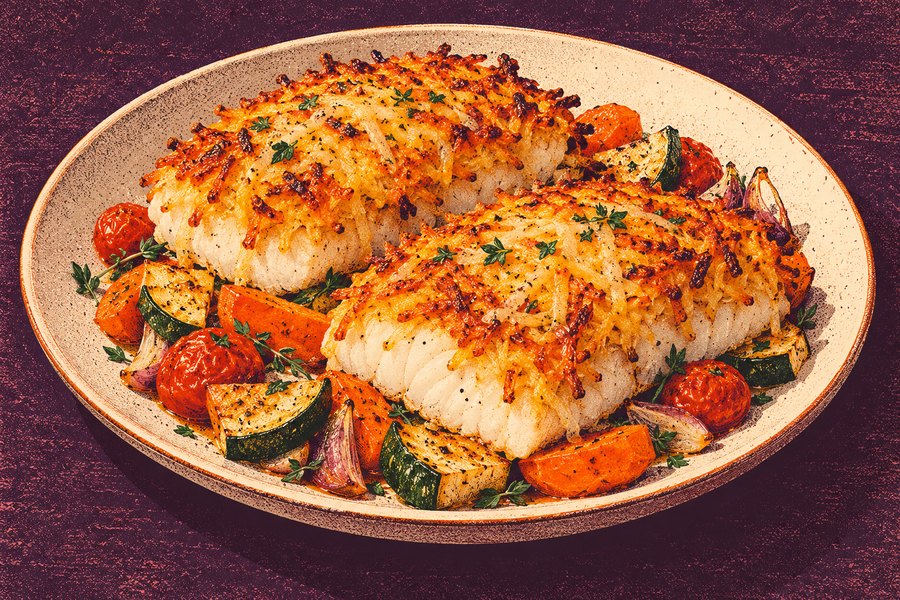 Siebdruckmotiv: Fisch mit Kartoffelkruste