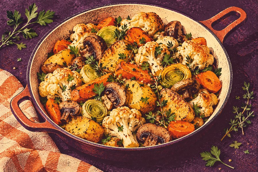 Siebdruckmotiv: Gemüsepfanne mit Kartoffeln