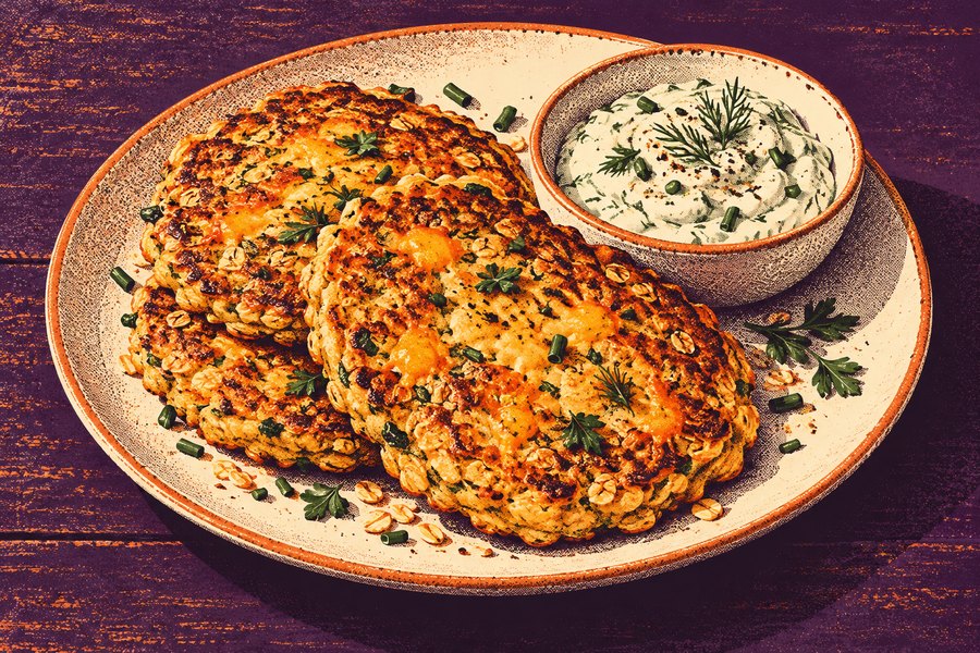 Siebdruckmotiv: Herzhafte Haferpfannkuchen