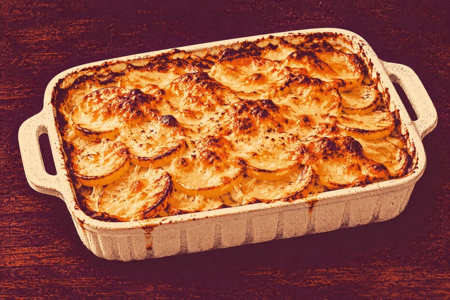 Siebdruckmotiv: Kartoffelgratin