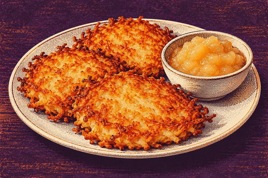 Siebdruckmotiv: Kartoffelpuffer mit Apfel