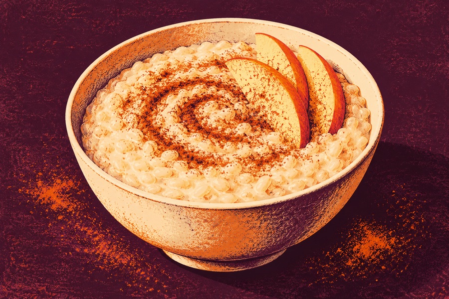 Siebdruckmotiv: Milchreis mit Apfel und Zimt