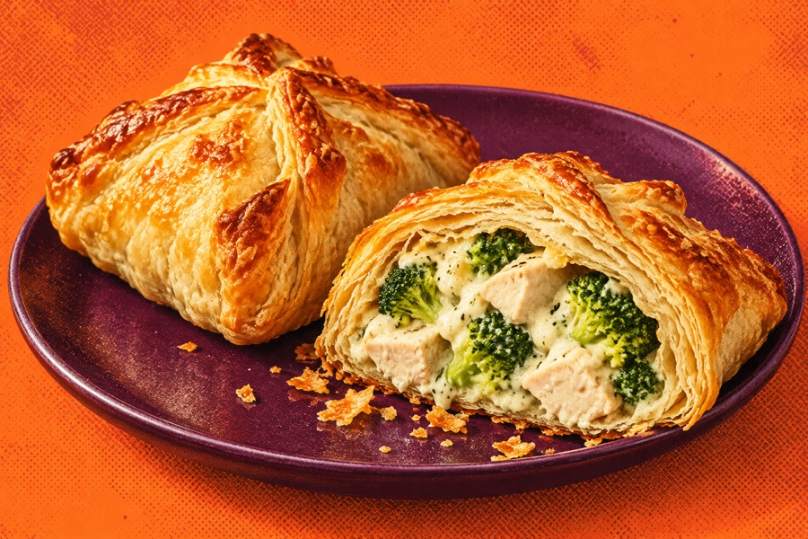 Siebdruckmotiv: Hähnchen-Brokkoli-Pasteten