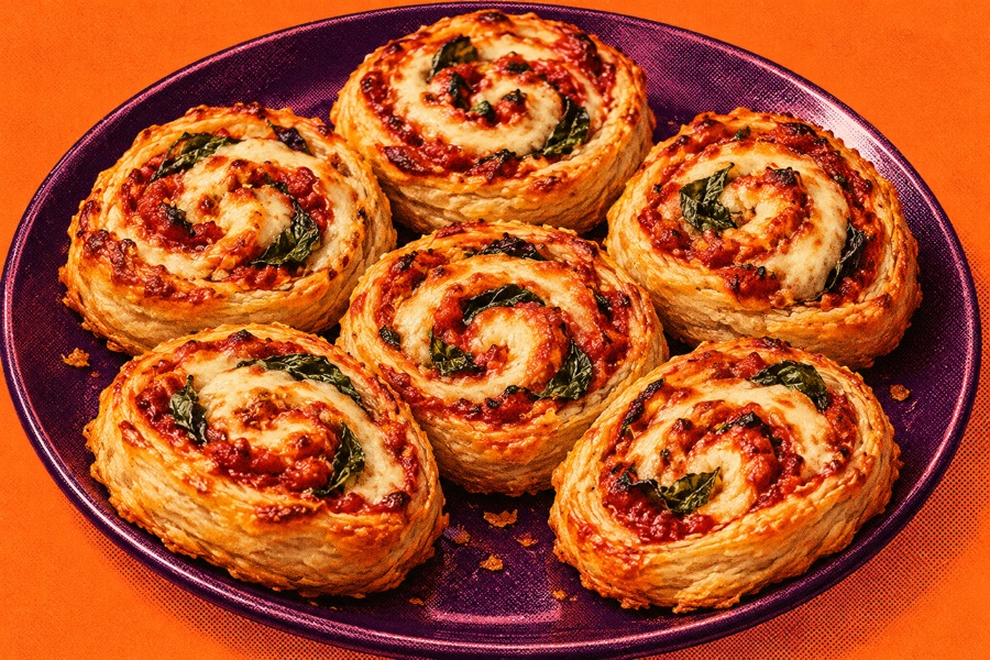 Siebdruckmotiv: Tomaten-Mozzarella-Schnecken