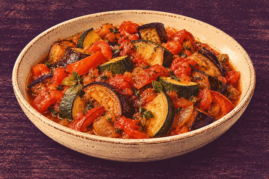 Siebdruckmotiv: Ratatouille mit Reis