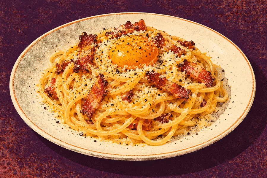 Siebdruckmotiv: Spaghetti alla carbonara